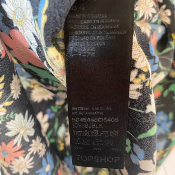 Topshop | Floral Party Mini Dress | Skater Skirt | Long Sleeved | Size UK 8 - Picture 2 of 4